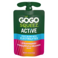 GoGo Squeez Active Strawberry Pineapple & Orange,  Fruit Blend with Electrolytes, 3.9 oz (1 pouch)