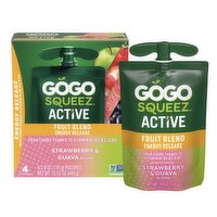 GoGo Squeez Active Energy Release Strawberry & Guava Fruit Blend, 3.9 oz, 4 count, 15.52 Ounce