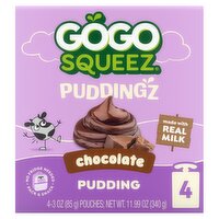 GoGo Squeez Chocolate Puddingz, 3 oz, 4 count