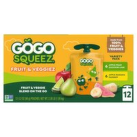 GoGo Squeez Fruit & Veggiez Blend on the Go Variety Pack, 3.2 oz, 12 count