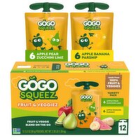GoGo Squeez Fruit & Veggiez Blend on the Go Variety Pack, 3.2 oz, 12 count
