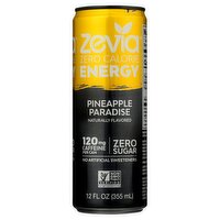 Zevia Zero Calorie Energy Pineapple Paradise Soda, 12 fl oz