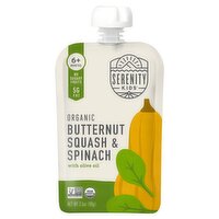 Serenity Kids Organic Butternut Squash & Spinach Baby Food, 6+ Months, 3.5 oz