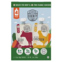 Serenity Kids Grass Fed Beef & Free Range Chicken Baby Food, 6+ Months, 3.5 oz, 4 count