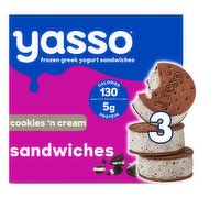 Yasso Cookies 'N Cream Frozen Greek Yogurt Sandwiches, 3 count, 10.5 fl oz