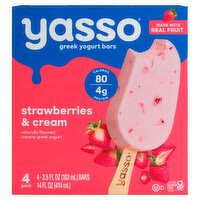 Yasso Strawberries & Cream Greek Yogurt Bars, 3.5 fl oz, 4 count