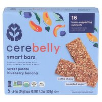 Cerebelly Sweet Potato Blueberry Banana Soft & Chewy Organic Toddler Smart Bars, 0.84 oz, 5 count