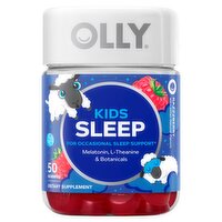 Olly Kids Razzberry Sleep Melatonin, L-Theanine & Botanicals Dietary Supplement, 50 count