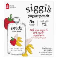 Siggi's Strawberry & Banana Lowfat Yogurt Pouch, 3.5 oz, 4 count