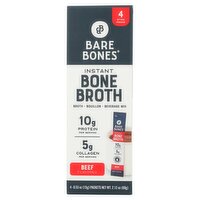 Bare Bones Beef Flavored Instant Bone Broth Beverage Mix, 0.53 oz, 4 count