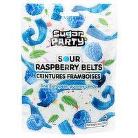 Sugar Party Sour Raspberry Belts Fine European Gummy Candy, 6 oz