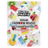 Sugar Party Sour Rainbow Bricks Fine European Gummy Candy, 6 oz