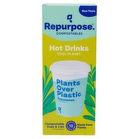 Repurpose 12 oz Cups Hot Drinks Compostable Cups & Lids, 10 count