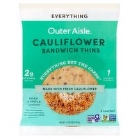 Outer Aisle Cauliflower Everything Sandwich Thins, 6 count, 6.75 oz