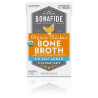 Bonafide Provisions No Salt Added Organic Chicken Bone Broth, 16.9 oz