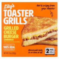 Lily's Toaster Grills Grilled Cheese Burger Sandwich with Seasoned Beef Crumbles, 2 count, 7.1 oz