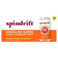 Spindrift Unsweetened Blood Orange Tangerine Sparkling Water, 12 fl oz, 8 count, 96 Fluid ounce