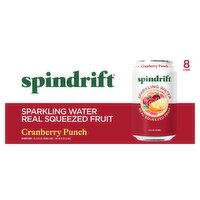 Spindrift Real Squeezed Fruit Cranberry Punch Unsweetened Sparkling Water, 12 fl oz, 8 count, 96 Fluid ounce