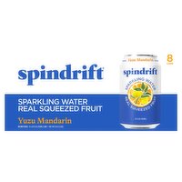Spindrift Real Squeezed Fruit Yuzu Mandarin Unsweetened Sparkling Water, 12 fl oz, 8 count