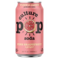 Culture Pop Pink Grapefruit & Ginger Probiotic Soda, 12 fl oz