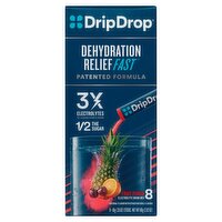 Drip Drop Dehydration Relief Fast Fruit Punch Electrolyte Powder, .35 oz, 8 count