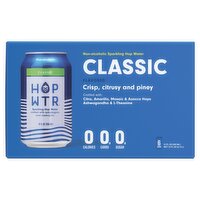 Hop Wtr Classic Flavored Non-Alcoholic Sparkling Hop Water, 12 fl oz, 6 count