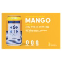 Hop Wtr Mango Flavored Non-Alcoholic Sparkling Hop Water, 12 fl oz, 6 count
