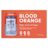 Hop Wtr Blood Orange Sparkling Hop Water, 12 oz, 6 count