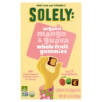 Solely Organic Mango & Guava Whole Fruit Gummies, 0.7 oz, 5 count