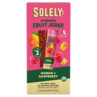 Solely: Organic Mango & Raspberry Fruit Jerky, 0.8 oz, 5 count