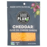 Good Planet Foods Cheddar Style Olive Oil Cheese Shreds, 7 oz