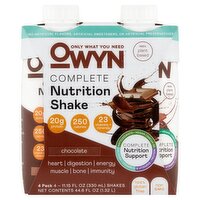 OWYN Chocolate Complete Nutrition Shake, 11.15 fl oz, 4 count