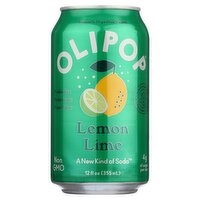 Olipop Lemon Lime Soda, 12 fl oz, 12 Fluid ounce