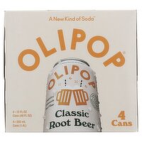 Olipop Classic Root Beer Soda, 12 fl oz, 4 count