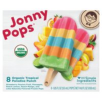JonnyPops Organic Tropical Paradise Punch Frozen Pops, 1.85 oz, 8 count