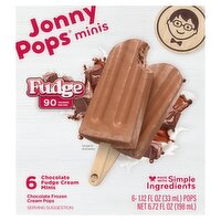 JonnyPops Minis Fudge Chocolate Frozen Cream Pops, 1.12 fl oz, 6 count