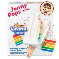 JonnyPops Minis Birthday Cake and Vanilla Naturally Flavored Frozen Cream Pops, 1.12 fl oz, 6 count