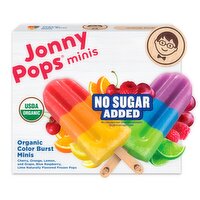 JonnyPops No Sugar Added Organic Color Burst Minis Pops, 1.12 fl oz, 10 count