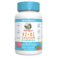 MaryRuth's K2 + D3 Calcium Gummies Peach Mango Apricot Dietary Supplement, For Ages 2+, 30 count