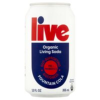 Live Fountain Cola Organic Living Soda, 12 fl oz