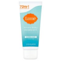 Lume Invisible Cream Unscented Whole Body Deodorant, 2.2 oz