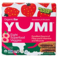 YUMI Strawberry & Rhubarb Organic Bar, 0.74 oz, 5 Count