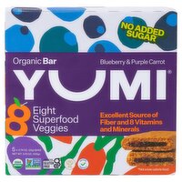 YUMI Blueberry & Purple Carrot Organic Bar, 0.74 oz, 5 count