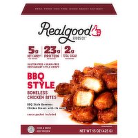 Real Good Foods BBQ Flavored Boneless Chicken Bites, 15 oz