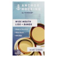 Anchor Hocking Wide Mouth Lids + Bands, 24 count
