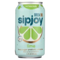 Brew Dr. Sipjoy Lime Lower Sugar Probiotic Refersher, 12 fl oz, 12 Fluid ounce