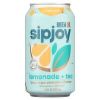 Brew Dr. Sipjoy Lemonade + Tea Lower Sugar Probiotic Refresher, 12 fl oz, 12 Fluid ounce