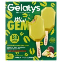 Gelatys Mini Gem Pistachio Chocotella Pops, 4 count, 6 fl oz
