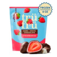 Trü Frü Dark + White Chocolate Frozen Fresh Strawberries, 8 oz
