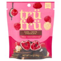 Trü Frü Freeze-Dried Raspberries Dark + White Chocolate, 3.4 oz